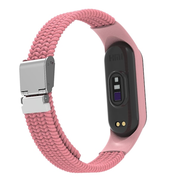 Vaaleanpunainen punottu nailoninen ranneke, yhteensopiva Xiaomi Mi Band 7:n kanssa