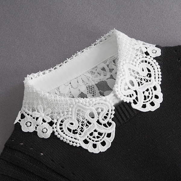 Dame falsk krage Avtakbar Multi-funksjonell skjorte Decora Sorge lace (white)