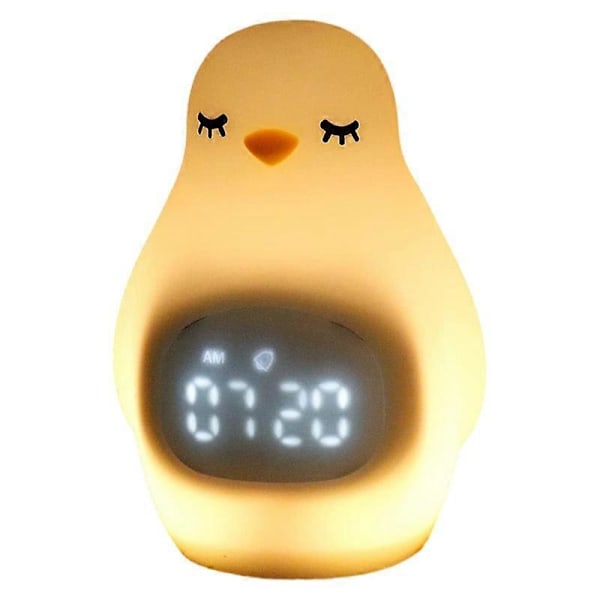Pingvin Visuell Väckarklocka Snooze Sömnträning Nedräkningstimer med Dimbar Nattlampa