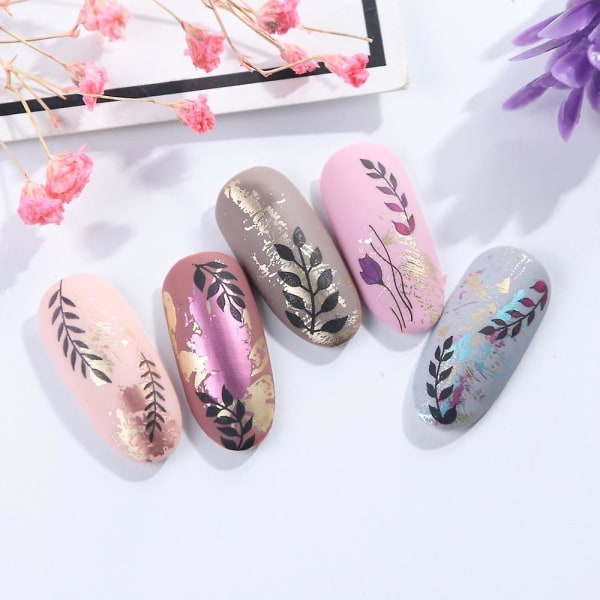 Nail Stickers Decal Black Flowers Leaf Transfer Nail Art Decorations Slider STZ823