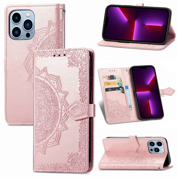 Etui til iPhone 15 Rosaguld Source Flip kunstlæder