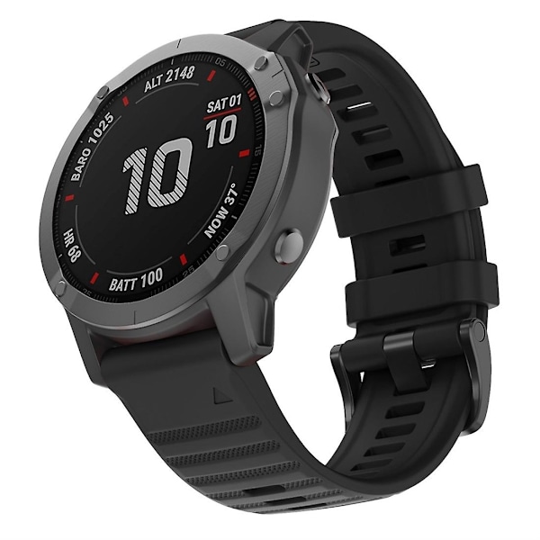 Svart Svart Silikonklokkereim kompatibel med Garmin Fenix 7x