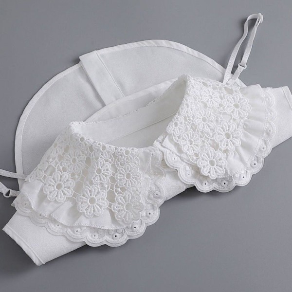 Dame falsk krage Avtakbar halvdukke Hvit sjal genser D Half-length three-layer