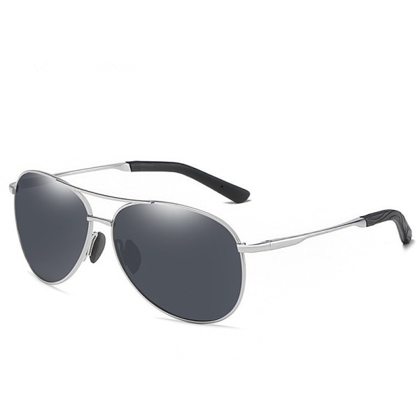 Solglasögon Day Night Vision Dual-Use Polarized Glasögon Män Polarized Solglasögon Färgförändring Aviator Solglasögon Driver Silver frame Gray piece