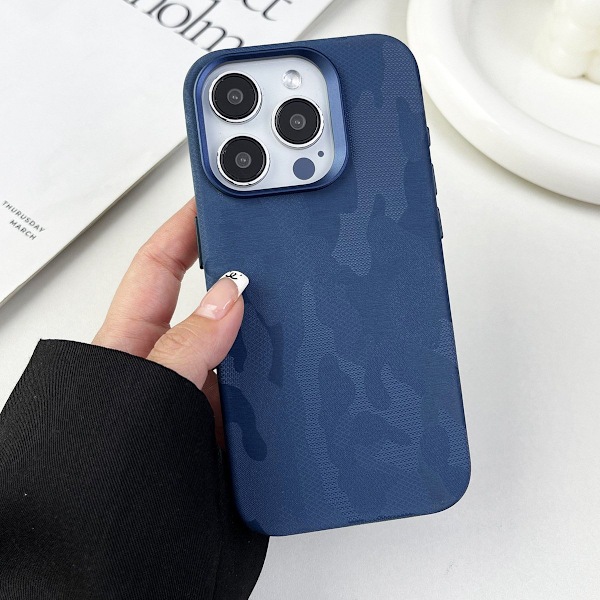 Fodral för iPhone 14 Dianhai Blå \"Kamouflage Läder Magnetiskt Fodral\" klassiskt Kamouflage läder Magnetiskt