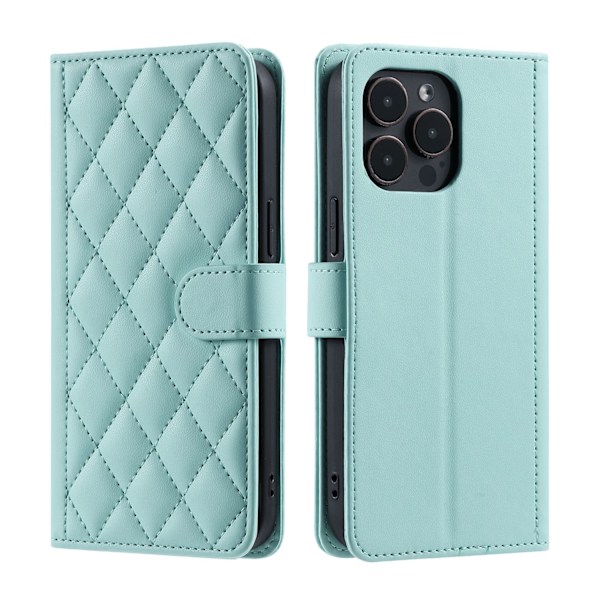Kotelo iPhone 13PRO:lle, vaaleanvihreä crossbody-timanttilompakko korttipidikkeellä ja läpällä