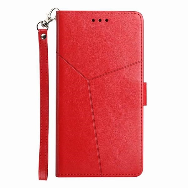 Etui til iPhone 13 6.1 rød Præget Wallet med Kortholder Flip Mixed Media
