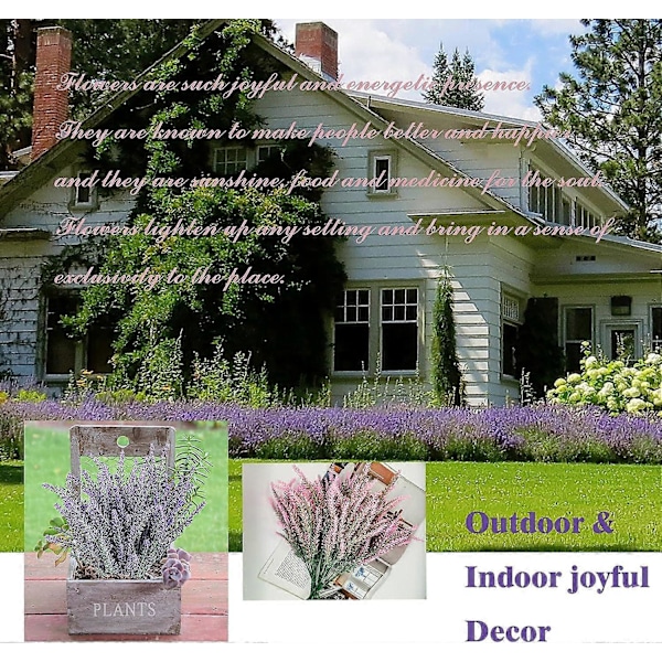 10 Bundter Kunstige Lavendelblomster Kunstige Blomster og Planter UV-bestandig Plastik Lilla Falsk til Boligindretning Forårshave Gård Pink 8 Pcs