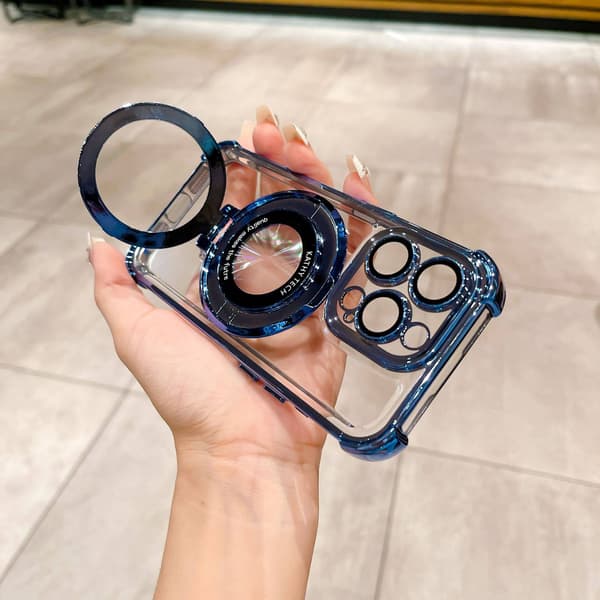 Etui til iPhone 16 Pro Elektrobelagt Magnetisk Stativ Blå Noz30606