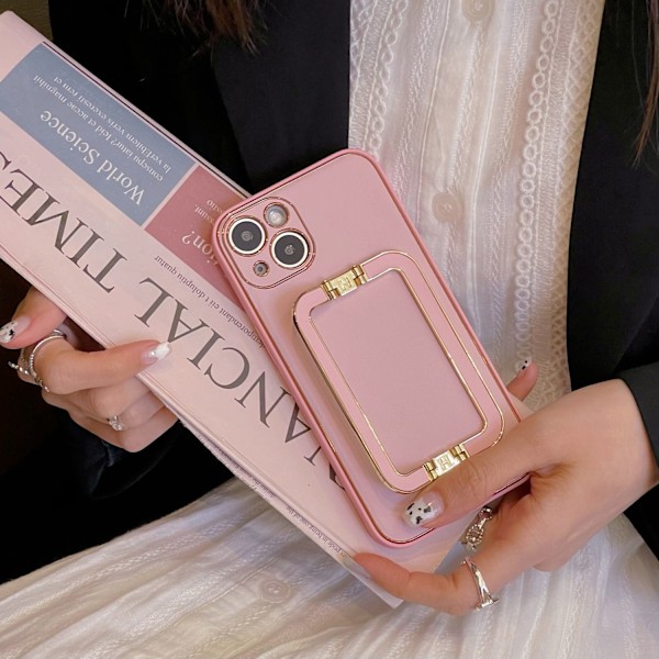 Etui til iPhone 13mini Girly pink + dobbelt spænde beslag [gratis installation] Tekstureret dobbelt spænde stand læder tekstur
