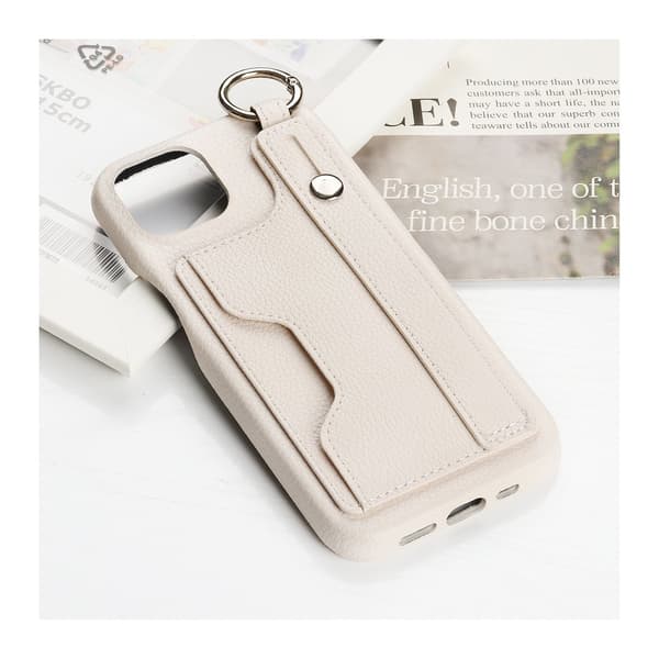 Etui til iPhone 16 Hvidt Wallet med Kortholder håndledslæder
