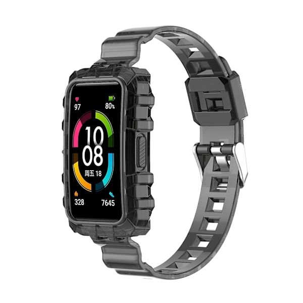 Sort Sort Transparent Silikone Urrem kompatibel med Huawei Band 7