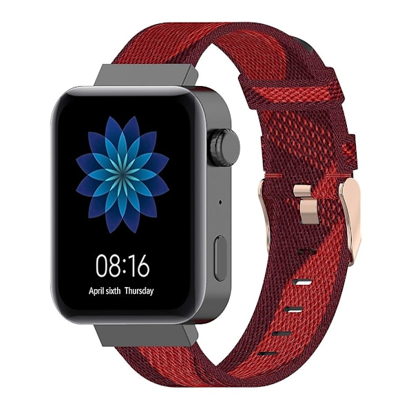 Röd Röd Randig Vävd Nylon Armbandsrem kompatibel med Xiaomi Mi Watch, Garmin Vivomove 3s / Vivoactive 4s