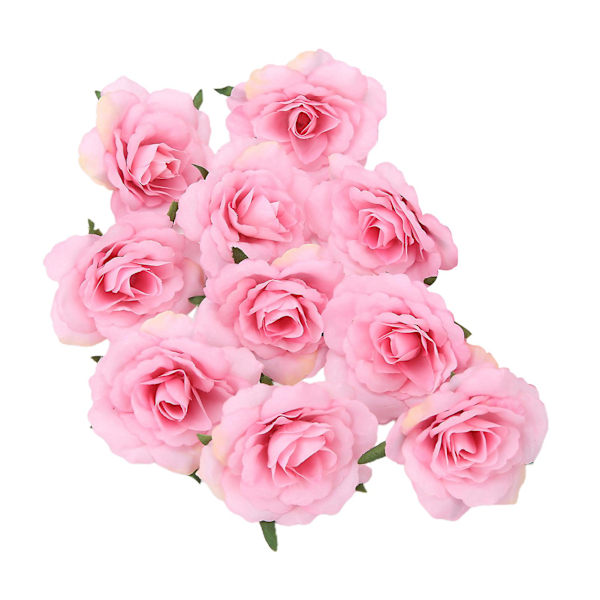 10 stk./sæt Simulationsblomsterhoved Levende Langtidsholdbar Multifunktionel Kunstige Roseblomsterhoveder til Bryllup Pink