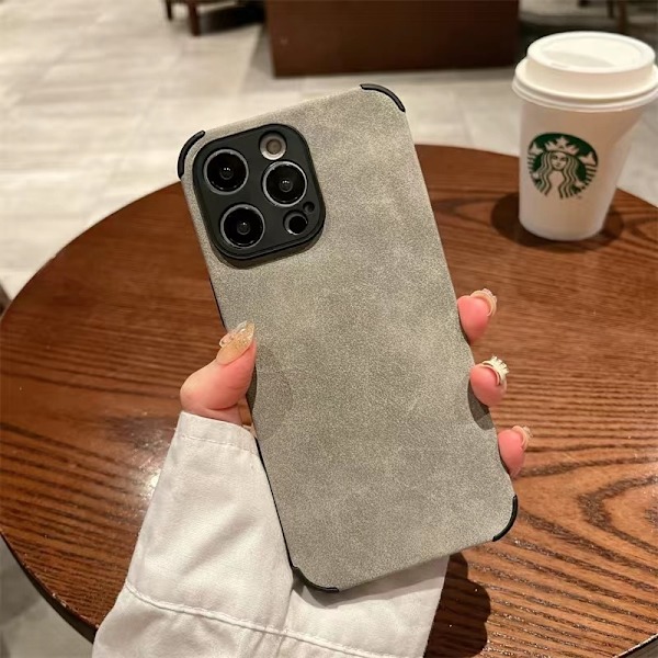 Etui til iPhone 13 Suede [lysegrå] Tekstureret læder Tekstureret frostet lamme læder blødt