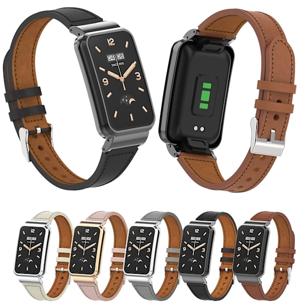 Varm Hvid Varm Hvid Lille Talje Læder Urrem kompatibel med Xiaomi Mi Band 7 Pro