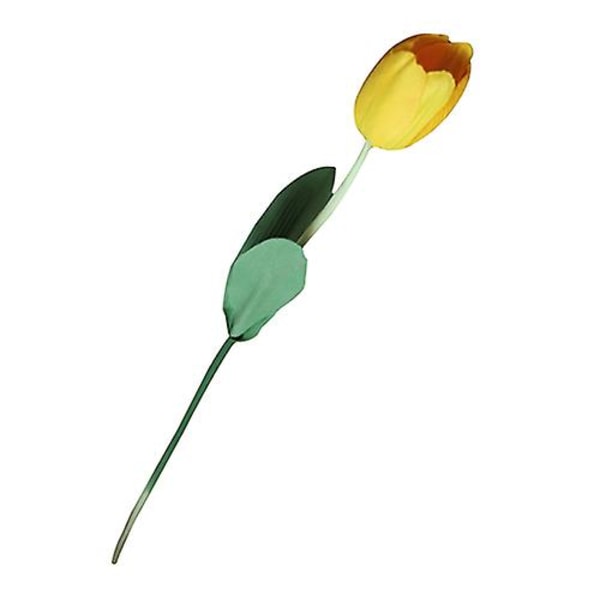 Vacker Latex Real Touch Konstgjord Siden Tulpan Blomma Bröllopsbukett Heminredning Yellow