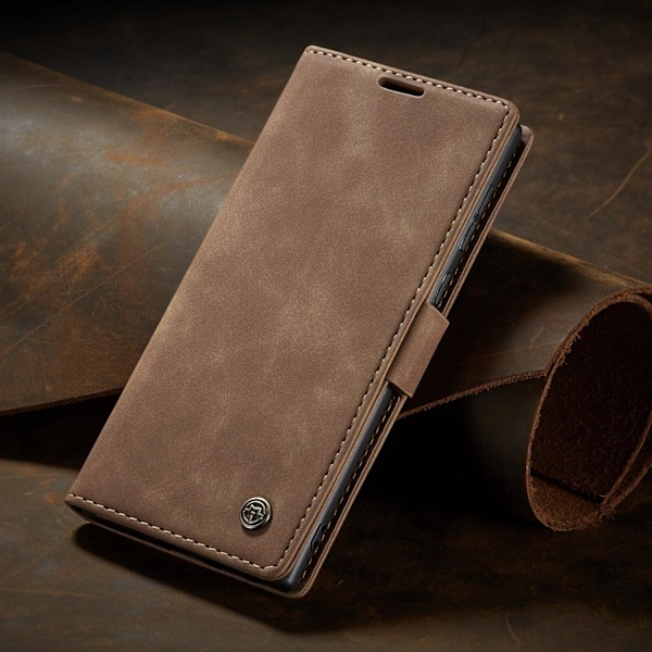 Etui til iPhone 16 Plus brun Flip Wallet med kortholder