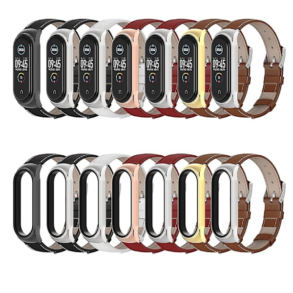 Brun Silver Brun Silver kompatibel med Xiaomi Mi Band 6 / 5 / 4 / 3 Klockarmband i Kohud