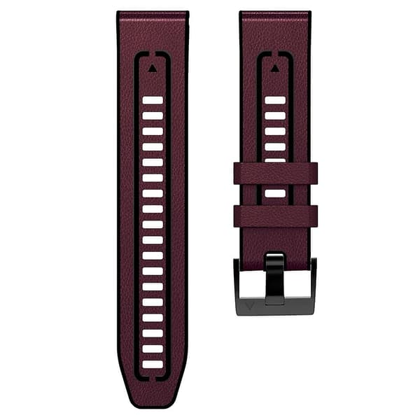 Vinröd Vinröd Silikon + Läder Snabbfäste Klockarmband