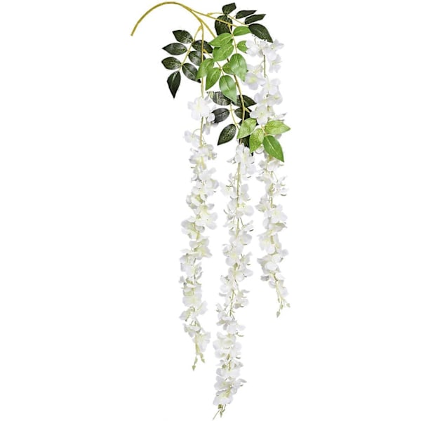 6-pakning 1,14 meter/stk Kunstig Fake Wisteria Slyngplante Ratta Hengende Girlander Silkeblomster Snøre Hjemmefest Bryllupsdekor (6 stk - Stor Hvit Wisteria)