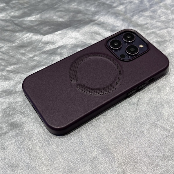 Fodral för iPhone 14ProMax Crimson Cherry läder Magnetisk