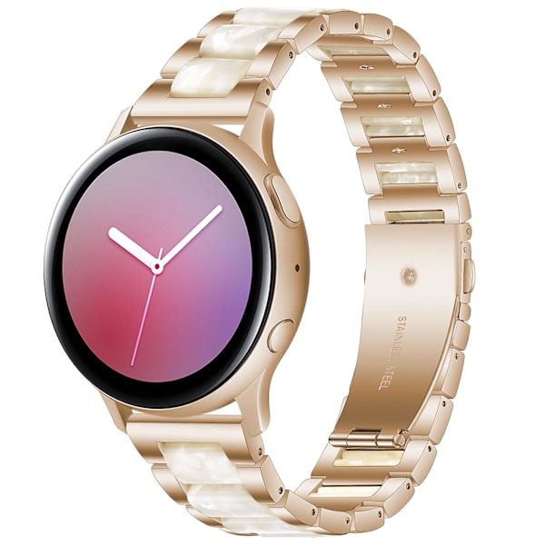 Ruusukullanvärinen valkoinen ruusukullanvärinen metallinen kolmen helmen + hartsihihna, yhteensopiva Huawei Watch Gt 3 42mm / Watch Gt 2 42mm kanssa