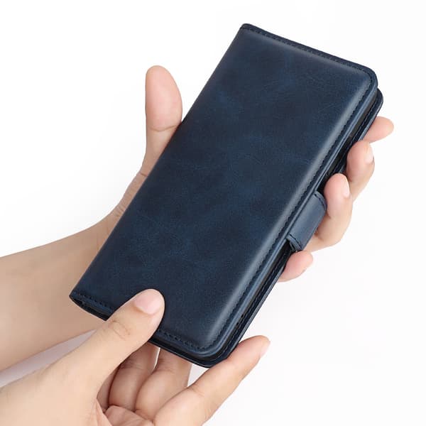 Etui til iPhone 16 blått Tilpasset Lommebok med Kortholder business Flip