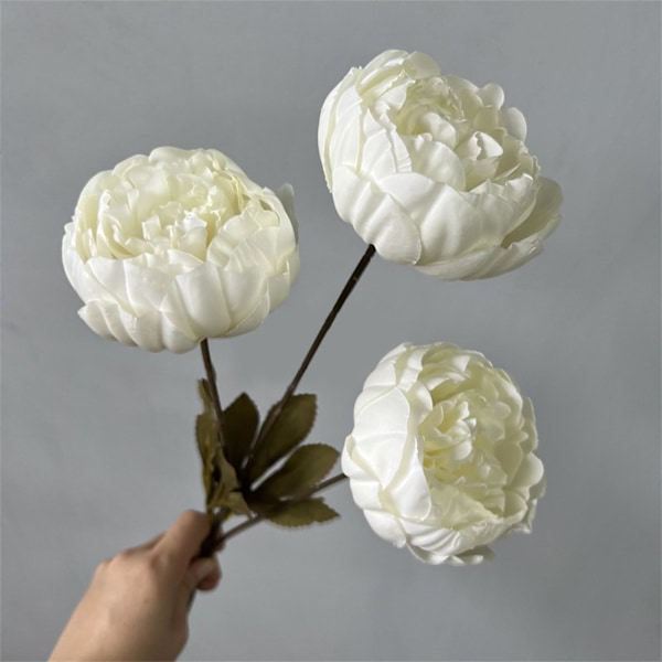 3 Huvuden Pion Kärnad Pion Konstgjord Blomma Falsk Ros Bröllop Vardagsrum Dekoration Champagne One Size