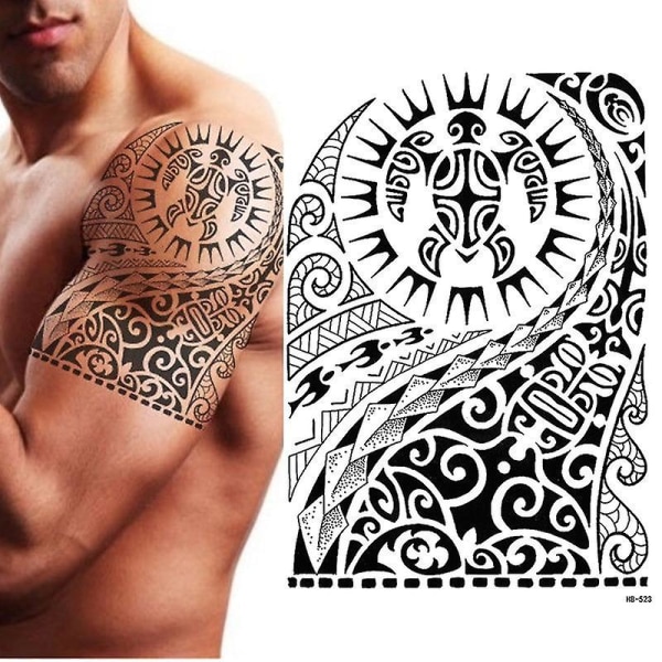 Tribal Temporary Tattoo Maori Turtle Polynesian Black Herr Kvinnor HB063