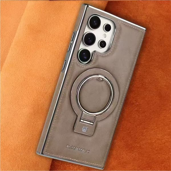 Etui til iPhone 16PLUS Beige High-end business lær Magnetisk stativ