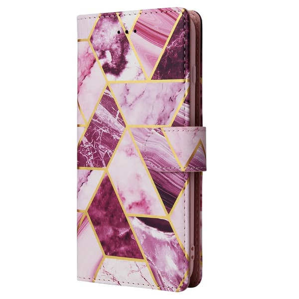 Fodral för iPhone 16 Pro Lila Guld Marmor Blandade Material Korthållare