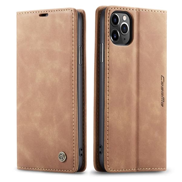 Etui til iPhone 16 E brun Wallet med kortholder Retro Flip