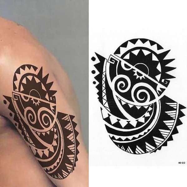 Tribal Temporary Tattoo Maori Turtle Polynesian Black Herr Kvinnor HB513