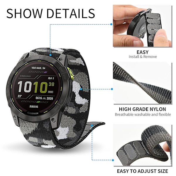 Gul Grønn Gul Grønn Nylon Klokkereim kompatibel med Garmin Fenix 7 kompatibel med Garmin Fenix 7