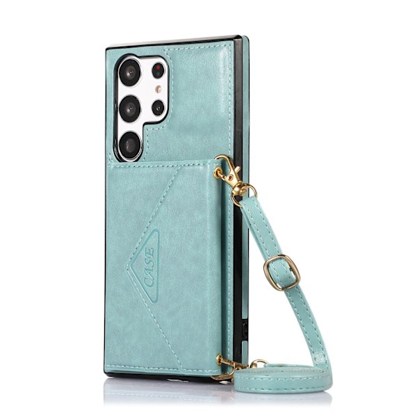Etui til iPhone 15 Plus Mintgrøn Pung med Kortholder i læder