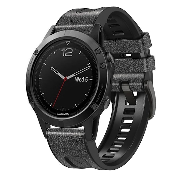 Hiilenharmaa silikoni-nahkainen kellon ranneke, yhteensopiva Garmin Fenix 7:n kanssa