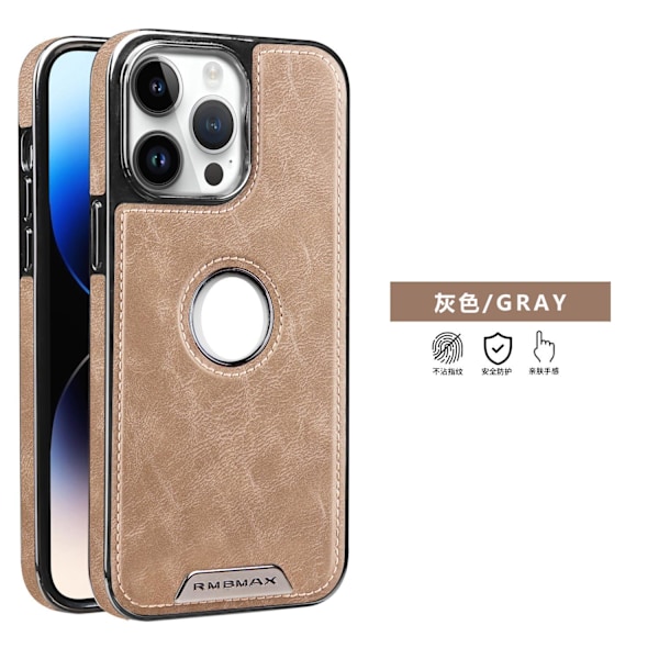 Fodral för iPhone 13PRO MAX Grå [enkelt skal saknar etikett] Business läder korthållare Magnetiskt stativ saknar etikett elektroplätering lädermönster
