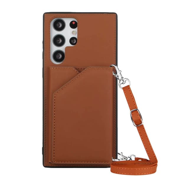 Etui til iPhone 13 Pro Khaki (med lang snor) Soft-Touch Kortholder Stropp Multi-Kort