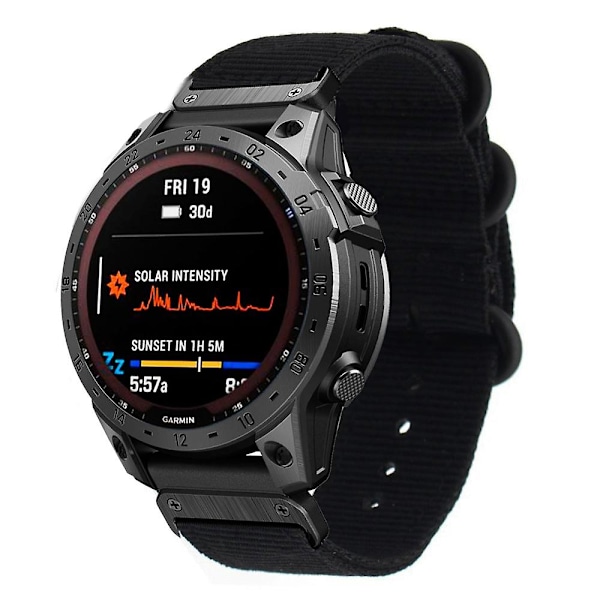 Sort Sort Nylon Urrem kompatibel med Garmin Fenix 7