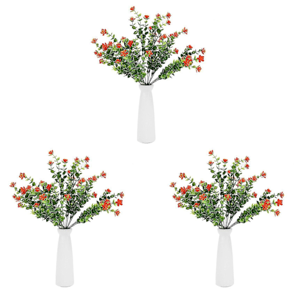 24 stk. Kunstige Blomster UV-bestandige Planter, 8 Grener Falsk Plast Grøntområder Buskplante