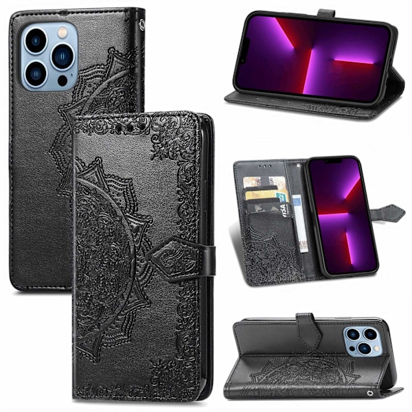 Etui til iPhone 13 sort Source Flip kunstlæder