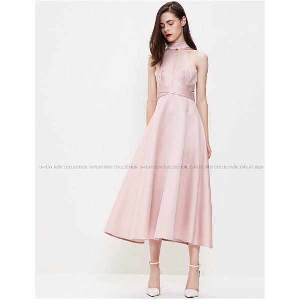 Klänning Rosa Grimma Snörning Midja-kontrollerad klänning Ihålig klänning Pink XS