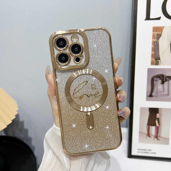 Etui til iPhone 16 E Glitter Magnetisk Champagne Gull Noz35601