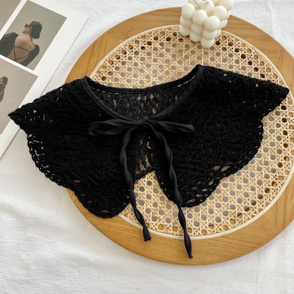 Dame falsk krave Aftagelig halv Aftagelig 'S All-Matching Diamond hook flower-Black