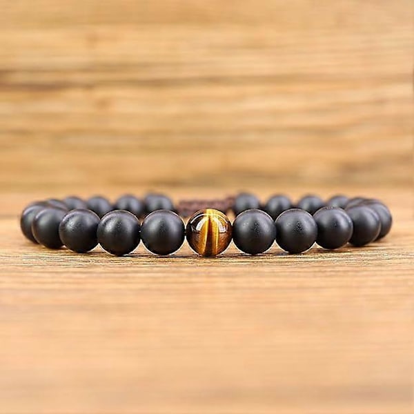 Justerbart Langdistanceforhold Sten Pararmbånd (Brun), Frostet Sten Vævet Armbånd