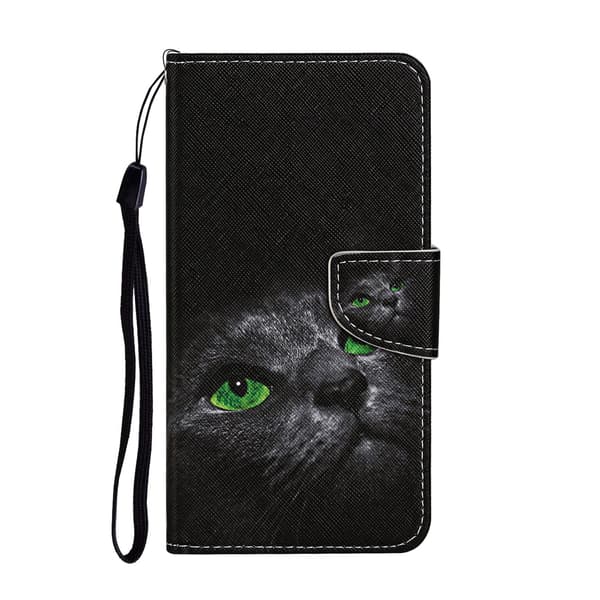 Etui til iPhone 13pro MAX Sort Kat Tegneserie Print Wallet med Kortholder Flip