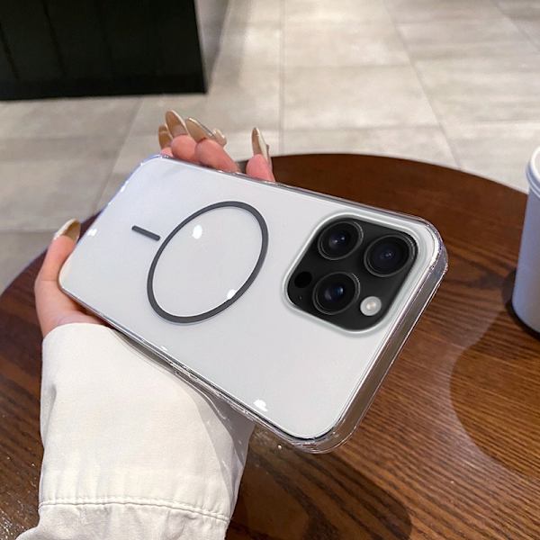 Etui til iPhone 15 Plus Magnetisk Slank Profil Klar Grå