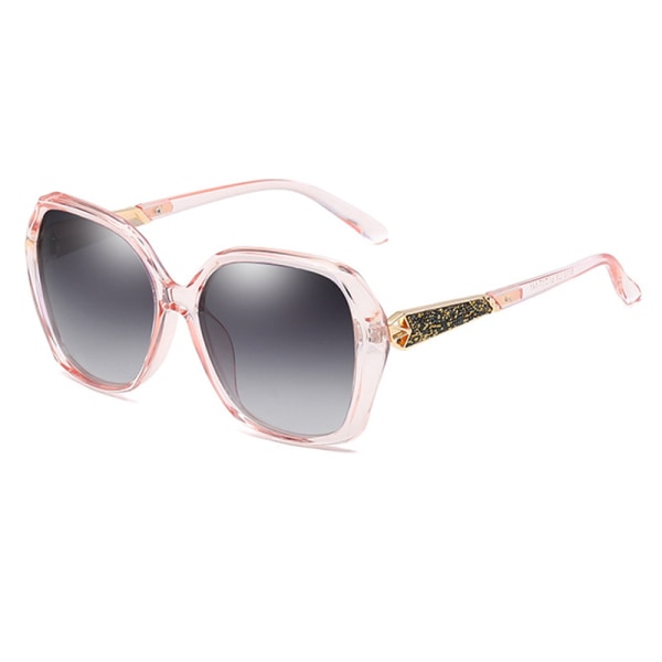 Polariserade solglasögon Kvinnor Höggradiga Gradient Solglasögon Stor ram med diamantdubbade glasögon Transparent pink frame gradient Gray