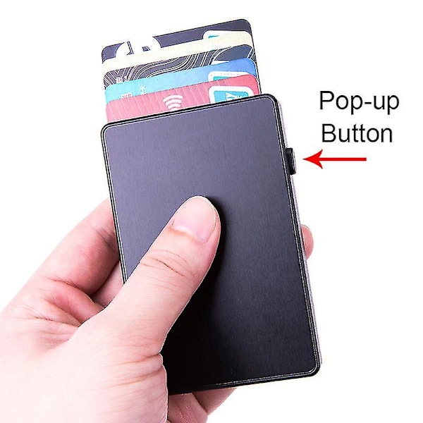 Mote Pop Up Trykknapp Bank Kredittkort Etui Holder Slank Smart Kortlommebok Rfid Tynn Smart Metall Lommebok For Menn Kvinner Ny|kort Black